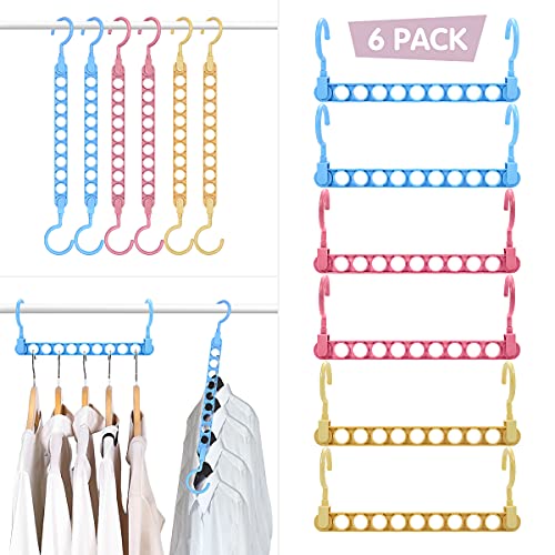 Fancy Home 6 Pack Magic Closet Organizers ,9 Hole Space Saving Clothes Hangers for Heavy Clothes, Closet Organizer Hangers for Dorm Room Essentials, Large