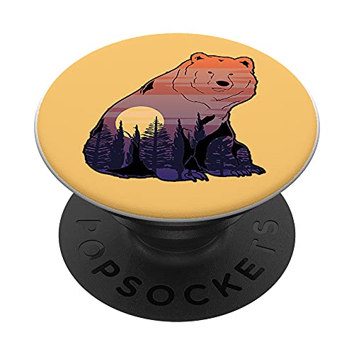 Outdoors Wild Animal Sunset Forest Trees Wildlife Brown Bear PopSockets Swappable PopGrip