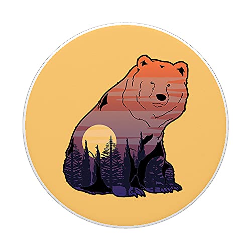 Outdoors Wild Animal Sunset Forest Trees Wildlife Brown Bear PopSockets Swappable PopGrip