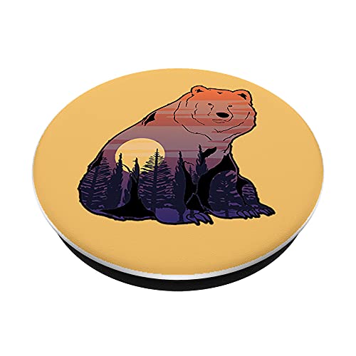 Outdoors Wild Animal Sunset Forest Trees Wildlife Brown Bear PopSockets Swappable PopGrip