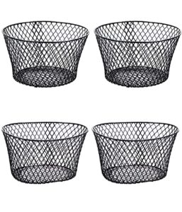 prosperity devine small vinyl-coated black wire baskets 2( round) & 2(oval) wire mesh waste basket for organizing, storage, office, class rooms and more
