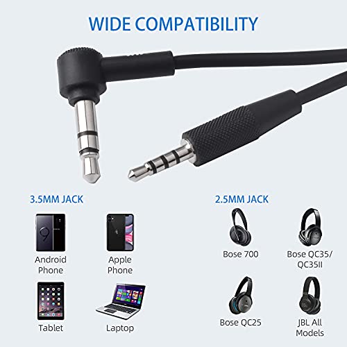 Audio Cable Replacement Aux Cable Cord Compatible with JBL E40BT E50BT S700 E45BT E55BT E65BTNC Headphones, Bose 700 QuietComfort QC35II QC35 QC25 Headphones 2.5mm to 3.5mm Stereo Audio Cord