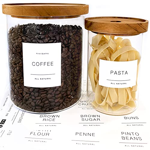 QUART + PINT 134 Kitchen Pantry Labels for Containers. Minimalist Preprinted Farmhouse Style. White Sticker Black Text. Waterproof Stickers. Organization Label for Jars Canisters & Storage Bins