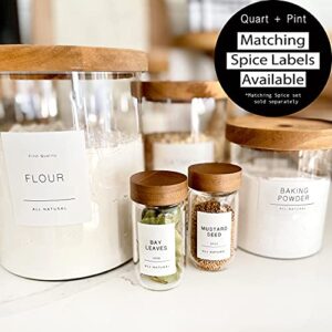 QUART + PINT 134 Kitchen Pantry Labels for Containers. Minimalist Preprinted Farmhouse Style. White Sticker Black Text. Waterproof Stickers. Organization Label for Jars Canisters & Storage Bins