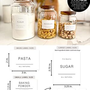 QUART + PINT 134 Kitchen Pantry Labels for Containers. Minimalist Preprinted Farmhouse Style. White Sticker Black Text. Waterproof Stickers. Organization Label for Jars Canisters & Storage Bins