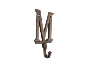 handcrafted nautical decor rustic copper cast iron letter m alphabet wall hook 6"