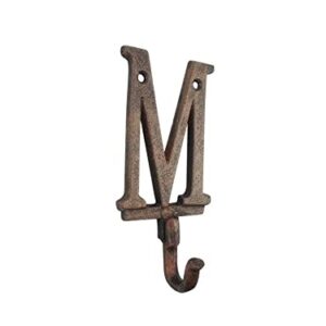 Handcrafted Nautical Decor Rustic Copper Cast Iron Letter M Alphabet Wall Hook 6"