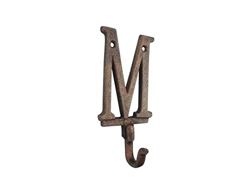 Handcrafted Nautical Decor Rustic Copper Cast Iron Letter M Alphabet Wall Hook 6"