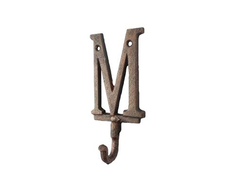 Handcrafted Nautical Decor Rustic Copper Cast Iron Letter M Alphabet Wall Hook 6"