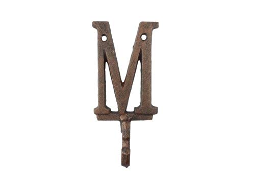 Handcrafted Nautical Decor Rustic Copper Cast Iron Letter M Alphabet Wall Hook 6"