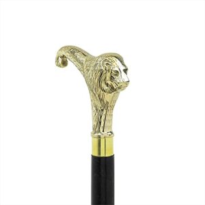 halloween vintage 36" brass walking stick solid vintage designer lion head wooden cane antique style 3 fold walking stick
