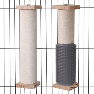 shengocase 2-pack cat scratching post for crate cage, cage mounted scratching post with self groomer and massager, cage scratcher pole, cat cage kennel crate playpen accessories toys