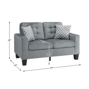 Pemberly Row Tufted Microfiber Loveseat in Gray