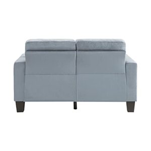 Pemberly Row Tufted Microfiber Loveseat in Gray