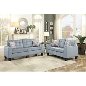 Pemberly Row Tufted Microfiber Loveseat in Gray