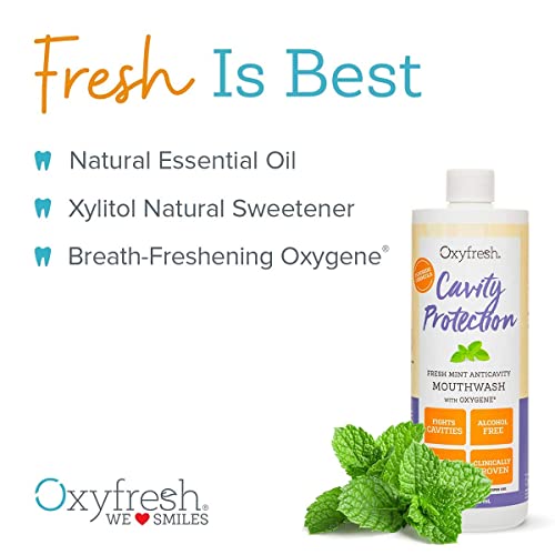 Oxyfresh Premium Cavity Protection Fluoride Mouthwash 16 oz. + Fluoride Fresh Mint Toothpaste 5 oz. | Perfect Pair for Anticavity Routine | Alcohol Free | Dye Free |