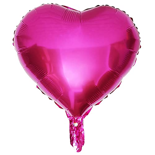 10Pcs Hot Pink Foil Heart Shaped Balloons 18 Inch Hot Pink Heart Balloons For Baby Shower Wedding Valentine Decorations Love Balloons Party Decorations