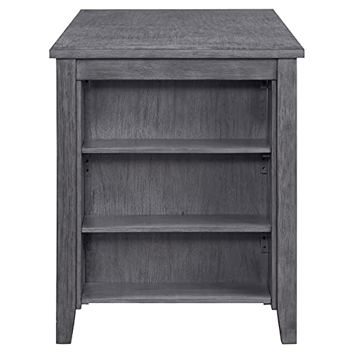 Pemberly Row Counter Height Bar Table with Storage Shelves, Rustic Pub Table for Kitchen and Dining Room, Farmhouse Dining Table in Distressed Gray (60" L x 30" W x 36" H)
