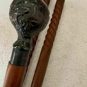 Brass Handmade Black Solid Brass Knob Design Handle Antique Style Wooden Walking Stick Cane Gift (3 Fold Wooden Walking Cane