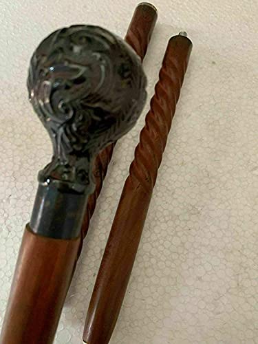 Brass Handmade Black Solid Brass Knob Design Handle Antique Style Wooden Walking Stick Cane Gift (3 Fold Wooden Walking Cane