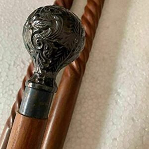 Brass Handmade Black Solid Brass Knob Design Handle Antique Style Wooden Walking Stick Cane Gift (3 Fold Wooden Walking Cane