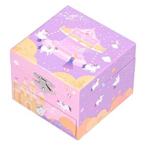 haowecib jewelry box for girls, cute animal shape fiberboard musical jewelry box birthday gifts bedroom decor musical box with pullout drawer for rings necklaces bracelets earrings(b)