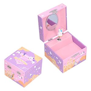 Haowecib Jewelry Box for Girls, Cute Animal Shape Fiberboard Musical Jewelry Box Birthday Gifts Bedroom Decor Musical Box with Pullout Drawer for Rings Necklaces Bracelets Earrings(B)