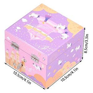 Haowecib Jewelry Box for Girls, Cute Animal Shape Fiberboard Musical Jewelry Box Birthday Gifts Bedroom Decor Musical Box with Pullout Drawer for Rings Necklaces Bracelets Earrings(B)