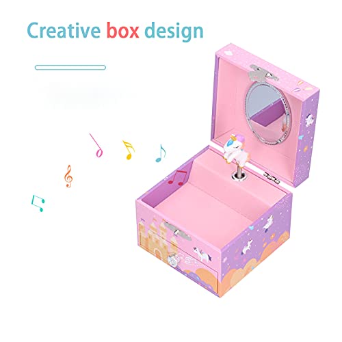 Haowecib Jewelry Box for Girls, Cute Animal Shape Fiberboard Musical Jewelry Box Birthday Gifts Bedroom Decor Musical Box with Pullout Drawer for Rings Necklaces Bracelets Earrings(B)