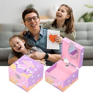 Haowecib Jewelry Box for Girls, Cute Animal Shape Fiberboard Musical Jewelry Box Birthday Gifts Bedroom Decor Musical Box with Pullout Drawer for Rings Necklaces Bracelets Earrings(B)