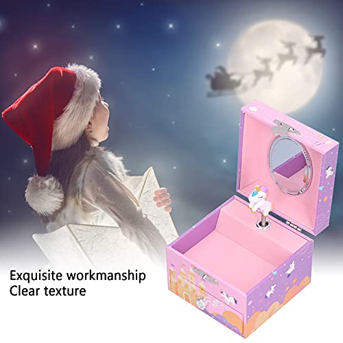 Haowecib Jewelry Box for Girls, Cute Animal Shape Fiberboard Musical Jewelry Box Birthday Gifts Bedroom Decor Musical Box with Pullout Drawer for Rings Necklaces Bracelets Earrings(B)