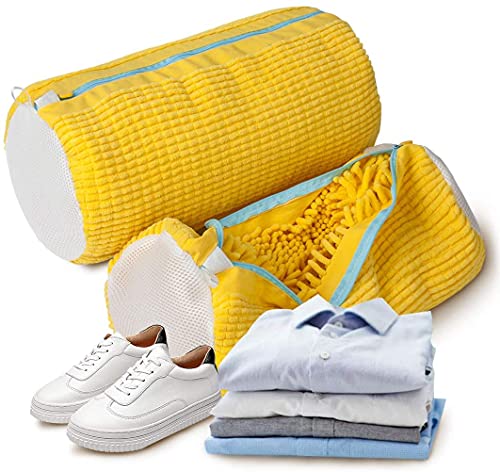 Shoes Laundry Bag Shoe Wash Bag For Washing Machine With Premium Zipper Durable Laundry Bag For Shoes -Sneaker Shoe Cleaner Kit Include Pair of Adjustable Shoe Trees Perfect For Canvas/Sneak