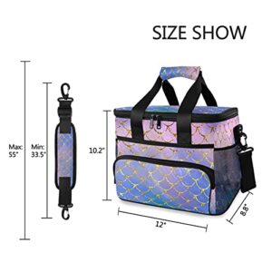 Qilmy Mermaid Lunch Bag for Women Reusable Leakproof Insulated Lunch Tote Bag with Shoulder Strap for Picnic Work Office School Travel