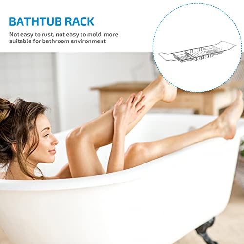 Wire Bathtub Caddy Tray Stainless Steel Over Bath Tub Racks Shower Organizer Shampoo Soap Razors Book Bath Caddy