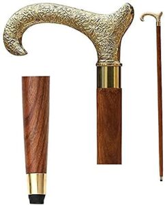 handmade vintage brass handle - affordable gift wooden decorative walking cane fashion statement for men/women/seniors/grandparents