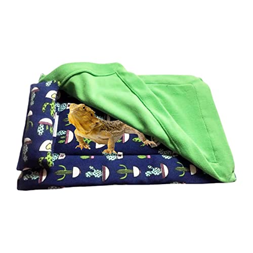 kathson Bearded Dragon Bed with Pillow and Blanket Hideout Habitat Reptile Sleeping Bed Soft Warm Sleeping Bag for Lizard Leopard Gecko Chameleons and Small Animals