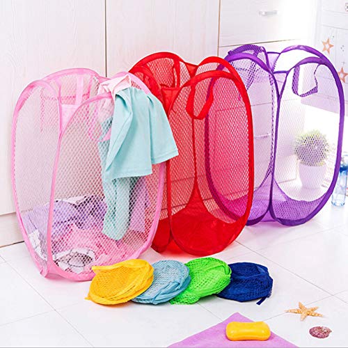 DOITOOL Dirty Clothes Basket Laundry Mesh Basket Wash Net Basket with Durable Handles Toy Clothes Tidy Storage Hamper for Home Bedroom Bathroom Black Laundry Basket