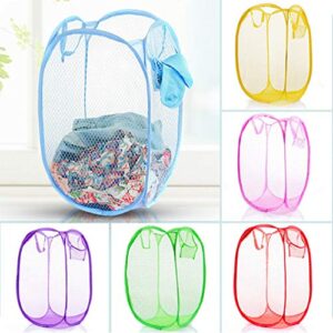 DOITOOL Dirty Clothes Basket Laundry Mesh Basket Wash Net Basket with Durable Handles Toy Clothes Tidy Storage Hamper for Home Bedroom Bathroom Black Laundry Basket