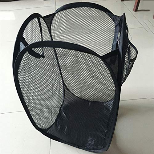 DOITOOL Dirty Clothes Basket Laundry Mesh Basket Wash Net Basket with Durable Handles Toy Clothes Tidy Storage Hamper for Home Bedroom Bathroom Black Laundry Basket