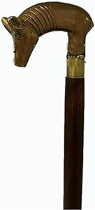 antique look wooden walking stick goat head brass handle cane handmade stick brown wooden walking cane shaft stick unique gifting item