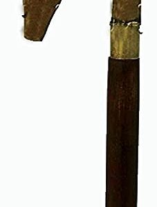 Antique Look Wooden Walking Stick Goat Head Brass Handle Cane Handmade Stick Brown Wooden Walking Cane Shaft Stick Unique Gifting Item