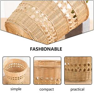 Cabilock Rattan Woven Trash Can Garbage Can Wicker Waste Basket Rattan Straw Planter Garbage Container Bin Woven Storage Baskets for Bathrooms Kitchens Home Offices Laundry Utility Rooms