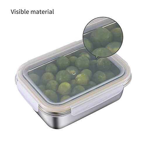 Tikafu 18/8 Stainless Steel Food Containers | Food Preservation Lunch Box | Leak Proof Stackable Light and Easy Storage | Set of 3 (21oz/43oz/76oz) | BPA FREE, B4200