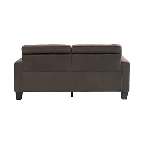 Pemberly Row 18.5" Contemporary Microfiber Upholstered Tufted Sofa in Chocolate