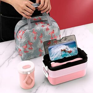 SAVTON Adult Bento Lunch Box Kit, Bento Boxes Portable Lunch Box, Adult Bento Box with Lunch Bag, Bento Lunch Containers for Women, 1200ml Large Capacity Lunchbox BPA-Free(Pink Metal)