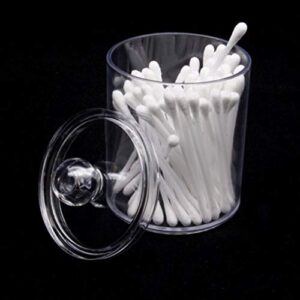 Agatige 1pcs Cotton Swab Ball Pad Holder Dispenser, Round Transparent Acrylic Storage Box with Lid for Cotton Ball,Cotton Swab,q-Tips,Cotton