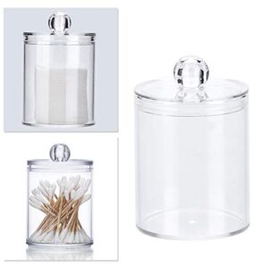 Agatige 1pcs Cotton Swab Ball Pad Holder Dispenser, Round Transparent Acrylic Storage Box with Lid for Cotton Ball,Cotton Swab,q-Tips,Cotton