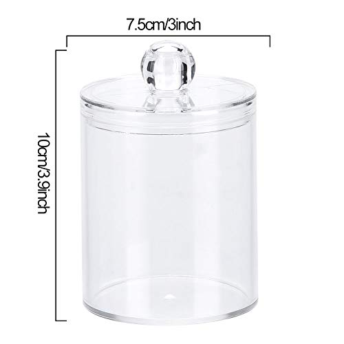 Agatige 1pcs Cotton Swab Ball Pad Holder Dispenser, Round Transparent Acrylic Storage Box with Lid for Cotton Ball,Cotton Swab,q-Tips,Cotton