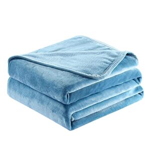 surii home luxury microfiber flannel blanket, super soft, warm, cozy, fluffy, and breathable, perfect throws for bed, couch, sofa, for all season use. 350gsm travel size 50x60 inches(sky blue)