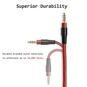 MJKOR Replacement Audio Aux Cable for HyperX Cloud Alpha and Cloud Mix Gaming headsets with Inline Mute & Volume Control (No Inline Mic, Red)